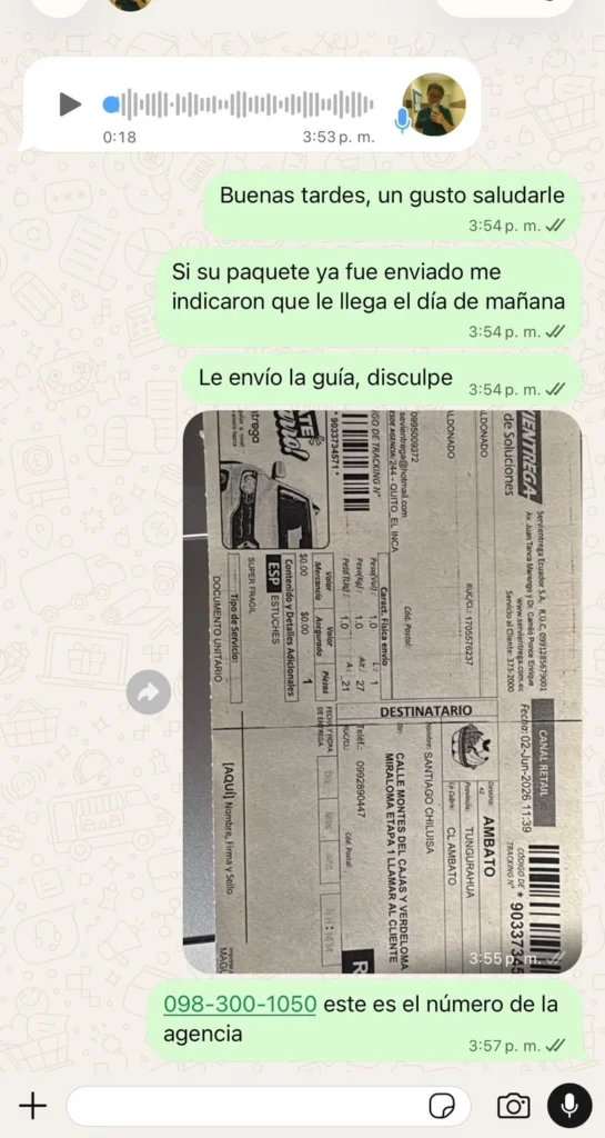 Mensaje de un cliente satisfecho con su estuche personalizado de CaseLab